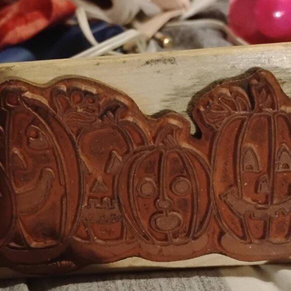 Large Halloween pumpkins stamp rubber wood - Picture 2 of 2